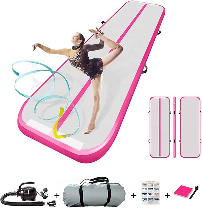 Inflatable Air Gymnastics Track 10ft Training Mats 4 inches Thickness Gymnastics Tracks for Home Use/Cheerleading/Yoga/Water With A Pump