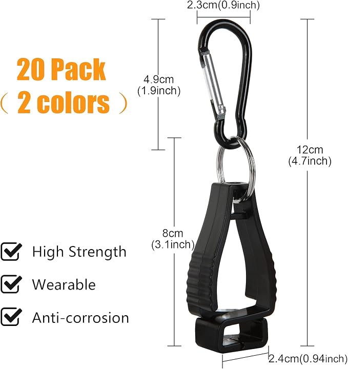 20PCS Glove Clips Glove Belt Clips Work Safety Clip Glove Keeper Glove Holder Clip Glove Grabber Clip Holder for Belt Loop Guard Worker Construction