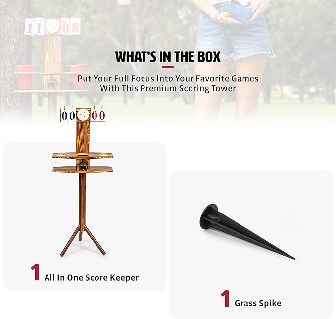 Wild Sports Outdoor Scoreboard Keeper with Drink Holders and LED Lights - Perfect Accessory for Backyard Cornhole and Yard Games Medium