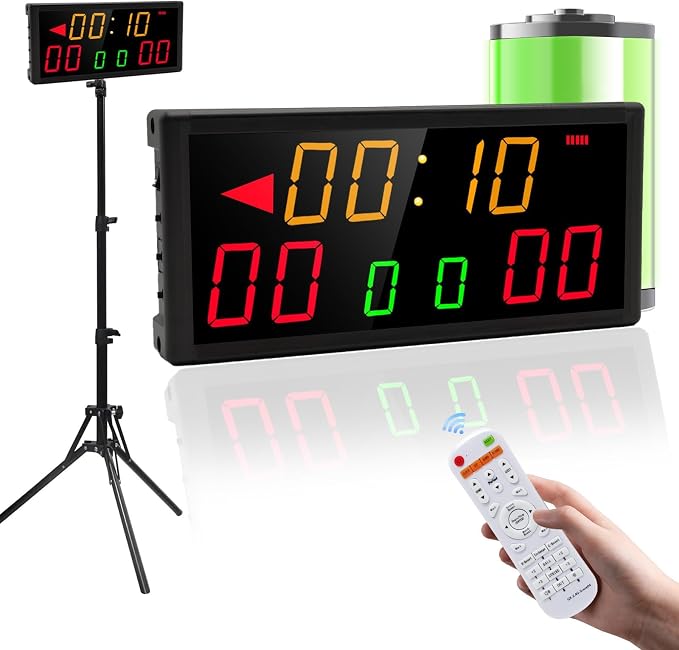 Portable Digital Scoreboard with Tripod,Multiple Sport Electronic Scoreboard with LED Display