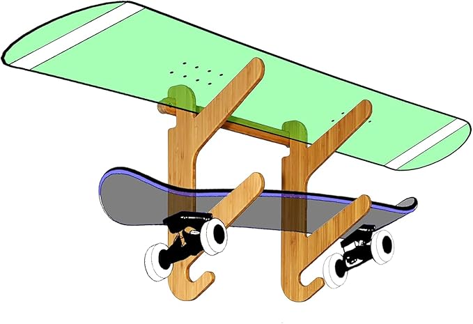 Grassracks Bamboo & Birch Snowboard Rack and Skateboard Rack - Moloka`i Series Snowboard Wall Mount