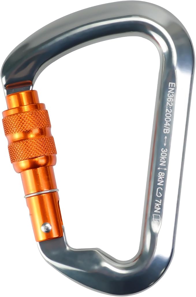 SEPEAK UIAA 30kN Locking Climbing Carabiner, Professional Heavy Duty Screwgate Clip for Outdoor Climbing, Mountaineering, Rappelling, Camping, Hiking, Swing,Large D Carabiner Hook/6744lb