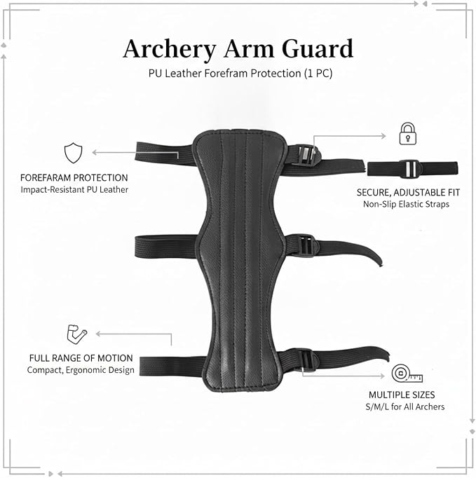 Archery Arm Guard PU Leather Forearm Protection for Bow String Slap (1 PC)