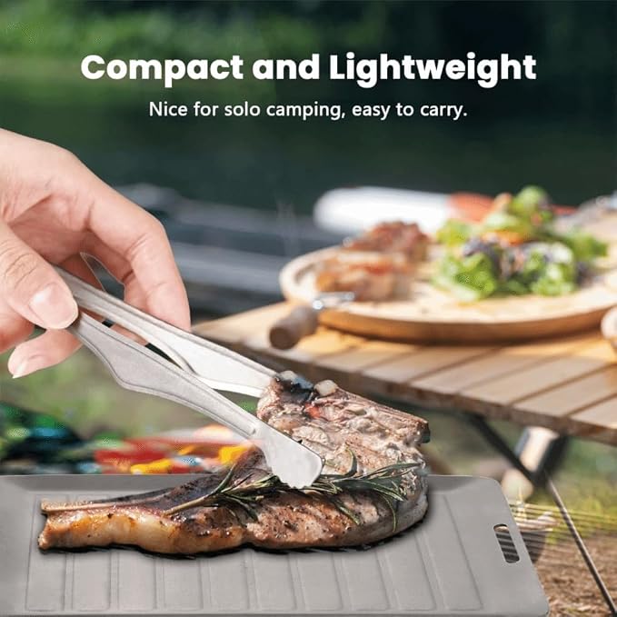 Camping Grill Pan 7.87x5.12 Inch – Ultralight Non-Stick Outdoor Cookware for Backpacking and Picnics, Matte Finish for Easy Food Release and Cleaning