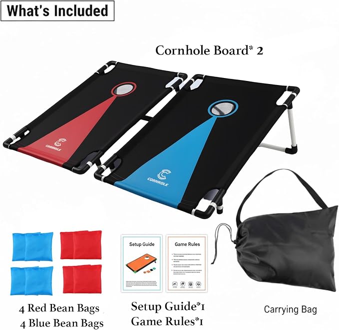 2026 Upgraded Cornhole Board Set for Kids Adults, 3FT x 2FT All Weather Corn Hole Game, Portable Design with Durable 300D Cloth, 8 Bean Bags & Carrying Case, Indoor Outdoor Games Backyard Lawn Game