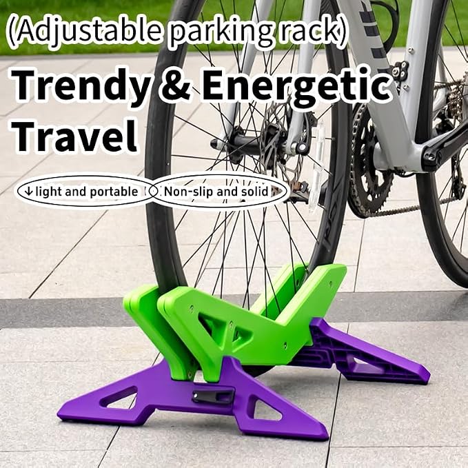 Bike Stand Portable Floor Rack, Blue Orange | Adjustable, Fits 20"-29" Bicycles, Mountain Road Bicycle, Home Garage Parking