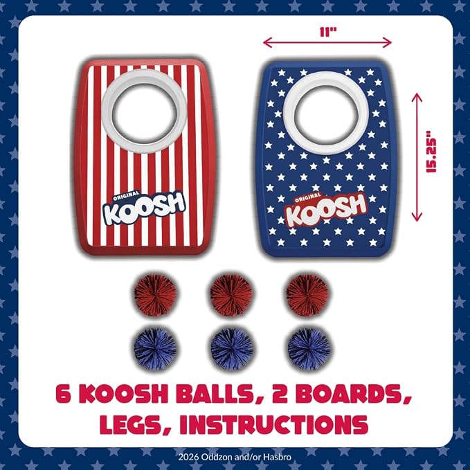Koosh Double Kornhole 4th of July - Cornhole Set for Kids - Outdoor Toys for Boys and Girls - Perfect for Beginners - Preschool Toys, Easy Storage, 2 Kornhole Board, 6 Koosh Balls Included, Ages 5+