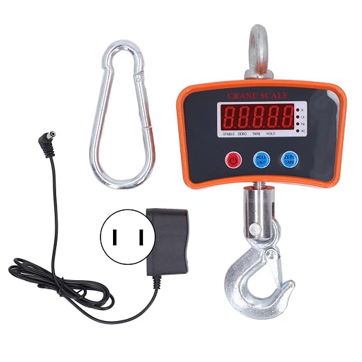 Electronic Hook Scale, 1000KG Heavy Duty Industrial Crane Scale Rechargeable Digital Hanging Scale with Backlit LCD Display Smart Weighing Crane Hook Scale for Farm, Construction, Warehouse(#2)