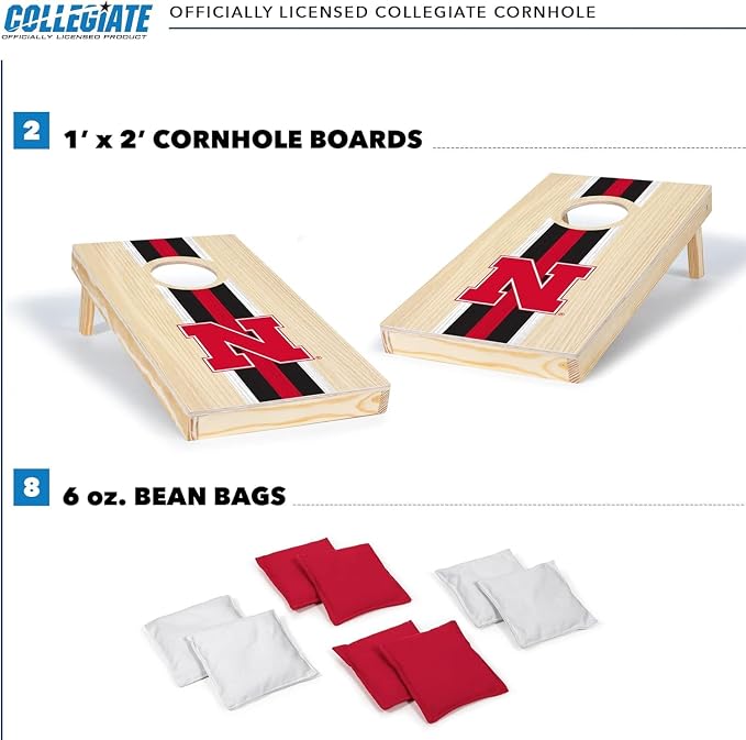 Wild Sports College Portable Size 1' x 2' Solid Wood Cornhole Set with Direct Print HD Team Graphics – Travel Size