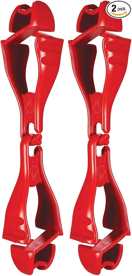 Ergodyne Squids 3400 Glove Clip Holder with Dual Clips, Red, 1 Count (Pack of 2)