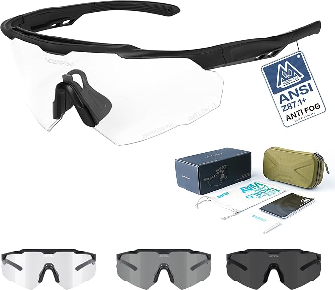 Shooting Glasses Anti Fog with High Definition Lenses, ANSI Z87+ Certified Tactical Safety Glasses for Men Women