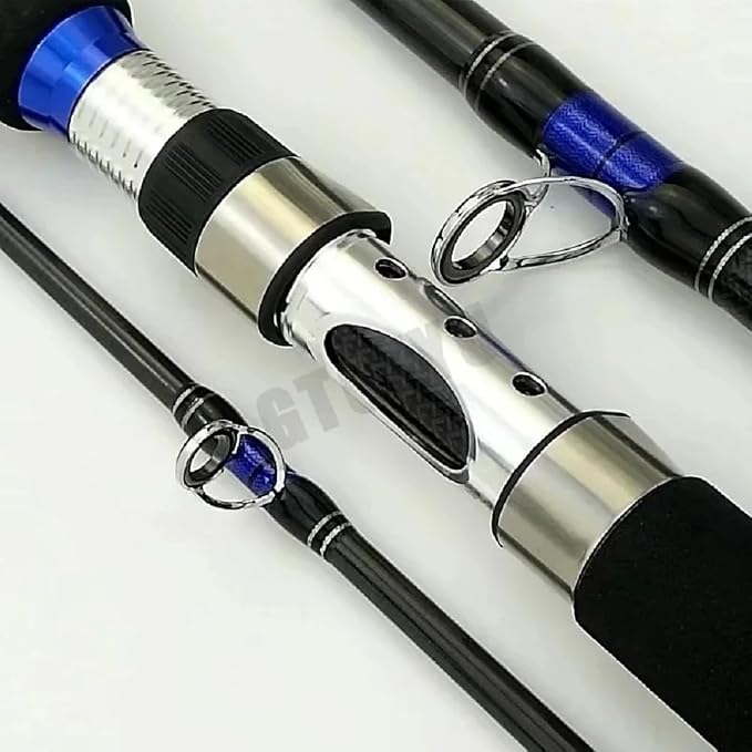 Portable Saltwater Offshore Heavy 3-Piece Spinning Rod 30-50lb Fishing Rod Portable Boat Jigging Trolling Fishing Rod Graphite Spin Rod 6Ft & 7Ft