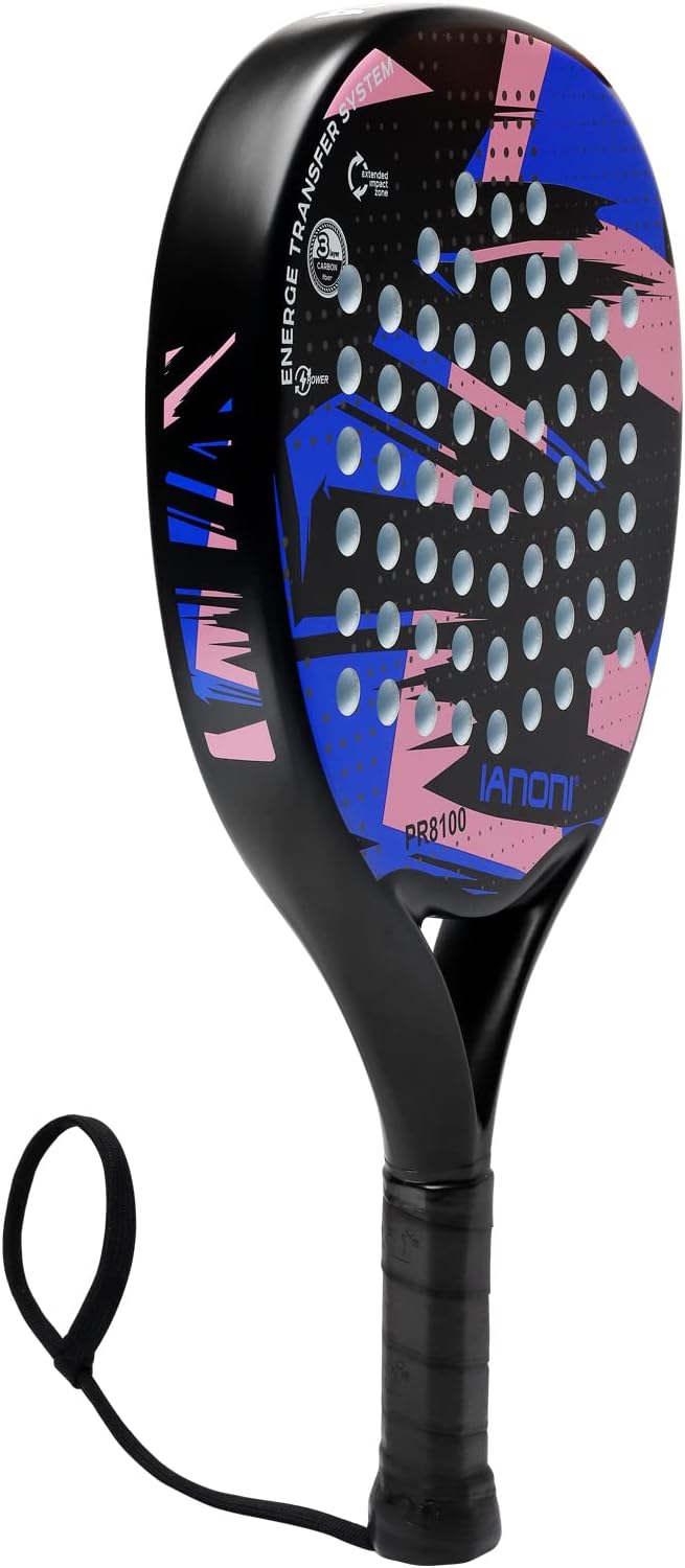 Padel Racket Carbon Fiber Surface with EVA Memory Flex Foam Core Lightweight Padel Racquet