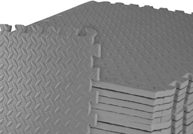 BalanceFrom Puzzle Exercise Mat 3/4" Thick, EVA Interlocking Foam Floor Tiles for Home Gym, Mat for Home Workout Equipment, Floor Padding for Kids, Gray, 24 in x 24 in x 3/4 in, 96 Sq Ft - 24 Tiles
