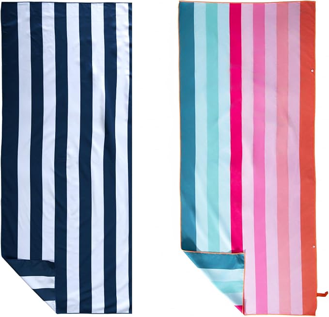 2 Pack Microfiber Beach Towel 71"x32" Quick Dry Sand Free and Absorbent Suitable for Beach Swimming Pool Vacation Travel and Camping