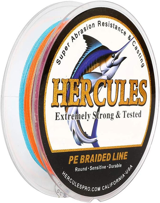 HERCULES Cost-Effective Super Strong 4 Strands Braided Fishing Line 6LB to 100LB Test for Salt-Water, 109/328 / 547/1094 Yards (100M / 300M / 500M / 1000M), Diam# 0.08MM - 0.55MM, Hi-Grade
