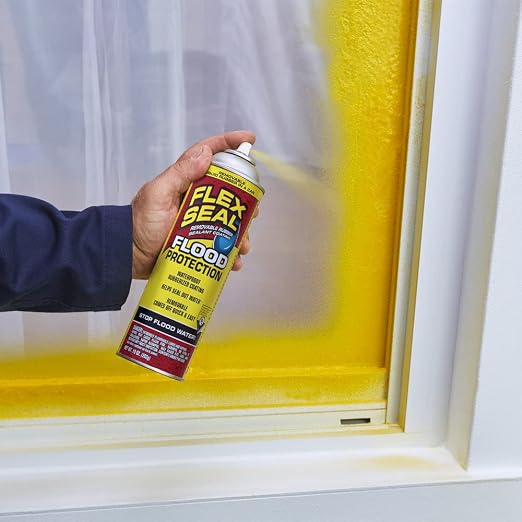 Flex Seal Spray Flood Protection, 17 oz, MAX, 1-Pack, Waterproof Rubberized Coating, Removable, Use on Door Tracks, Seams, Sills, Small Openings, Corners, and Irregular Shapes and More