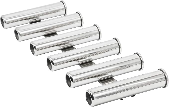 Amarine Made 6 Tube Stainless Steel Fishing Rod Rack Mirror Finish 316 Stainless Steel 6 Rod Rack