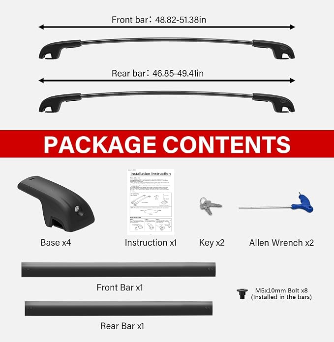 300lbs Roof Rack Cross Bars Compatible with Honda Pilot 2023 2024 2025 2026 Sport TrailSport Touring Elite (Not for LX & EX-L), Aluminum Roof Rails Crossbars for Rooftop Cargo Carrier Luggage