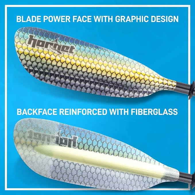 Hornet Watersports Fiberglass Kayak Paddle for Adults- Ideal for Touring, Fishing and Boating- 90.5 inches / 230CM Adjustable with Carbon Fiber Shaft- Kayak Oars Kayaking Equipment