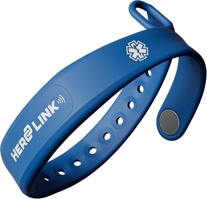 Hero Link® Medical ID Bracelet & Wellness Wristband – Adjustable Silicone, Waterproof, Heat-Resistant, Smart Band with NFC Tag for Instant Emergency Info Access