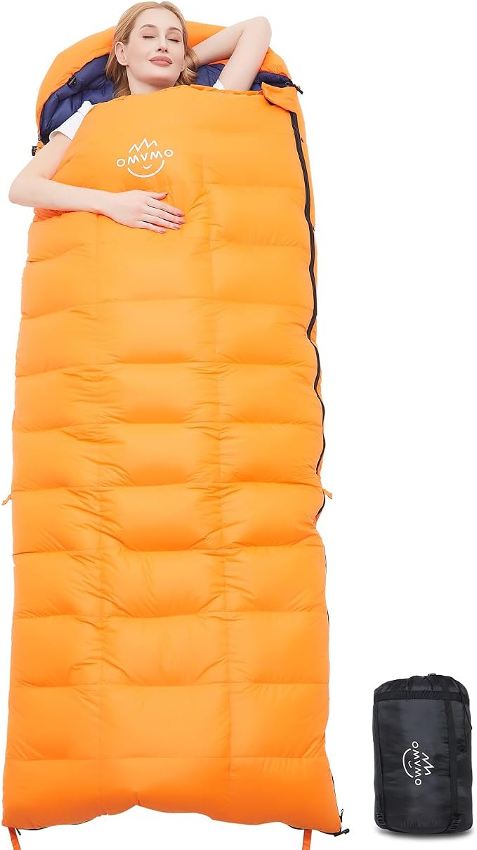 0 20 Degrees F Down Sleeping Bag for Adults,4 Season Rectangle Down Sleeping Bag for Camping Hiking