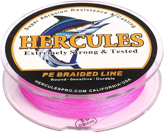 HERCULES Cost-Effective Super Cast 8 Strands Braided Fishing Line 10LB to 300LB Test for Salt-Water,109/328/547/1094 Yards(100M/300M/500M/1000M),Diam.#0.12MM-1.2MM,Hi-Grade Performance,Variety Colors