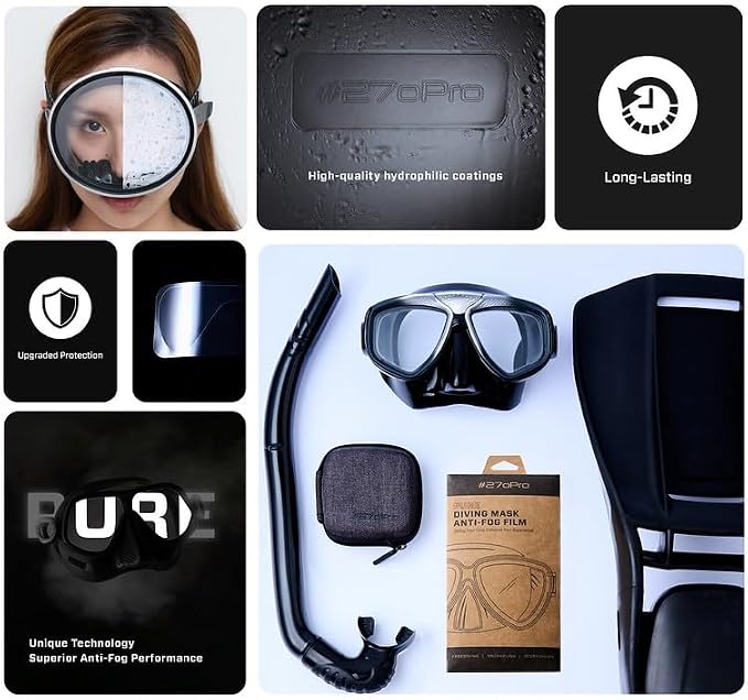#270Pro - Pure Anti-Fog Film for Fourth Element Diving Masks for Scuba Diving, Snorkeling, Freediving