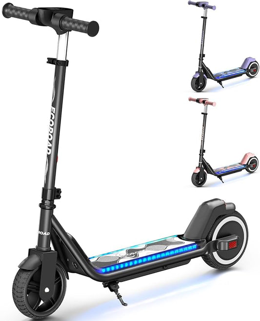ECOROAD EK6 Kids Electric Scooter for 6-12, 3/6/10mph Speeds for Ultimate Comfort & Adjustable Height, 150W & Dual Brake Safety Electric Scooter, for Outdoor Play, Park Rides (Rider:3.9-5.2 FT)