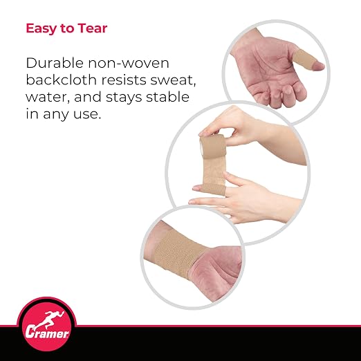 Cramer Eco-Flex Self-Stick Stretch Tape, Beige, 2" x 6 yds, Cohesive Athletic Bandage, Athletic Trainer Flexible Sports Underwrap, Easy Tear Vet Wrap for Pets, Self Adhesive Bandage Roll, 24 Rolls