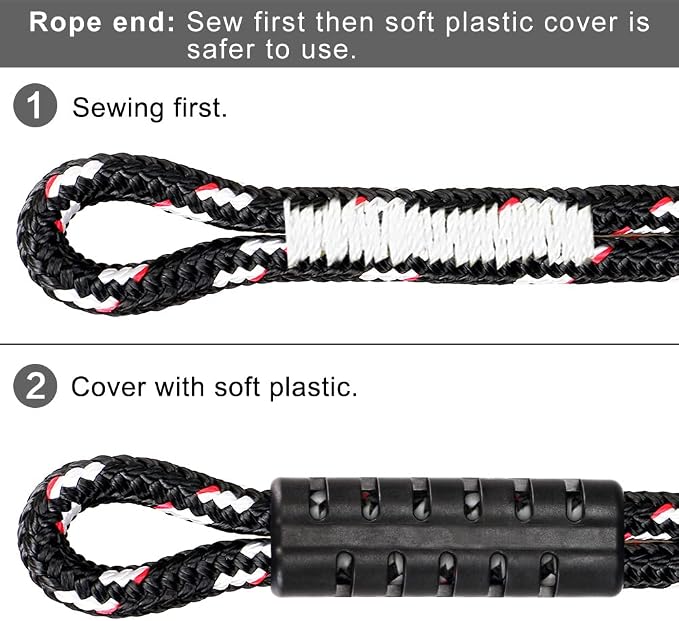 BeneLabel 2 Pcs Tree Swing Rope, 19 inch, Hammock Tree Swing Hanging Strap, Heavy Duty Hook, for Indoor Outdoor Swing Hammock Playground Set Accessories, Black