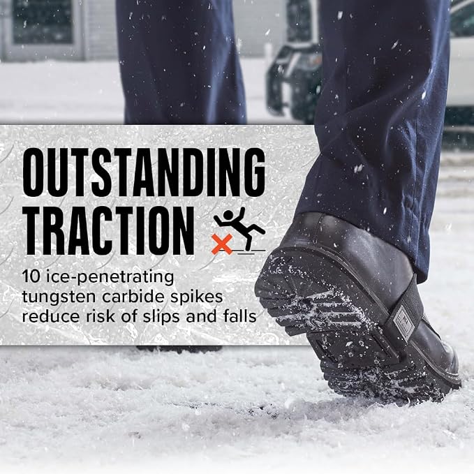 K1 Mid-Sole Ice Cleats for Men & Women - Rotatable Traction Aids For Winter Snow - High Profile - Black