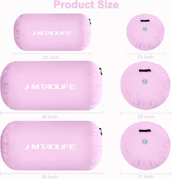 Gymnastics Air Roller Air Barrel, Inflatable Tumble Roller Mat, Air Roller Gymnastics Barrel Kids Back Somersault Backbend Trainer for Yoga Training Cheerleading Home Use