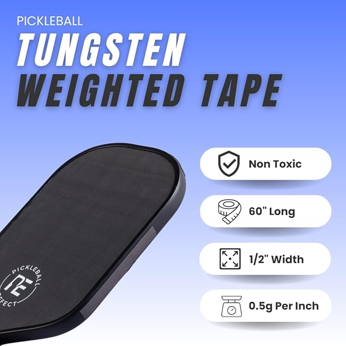 Pickleball Effect Weighted Tungsten Tape for Pickleball Paddles | Non-Toxic & Customizable Alternative of Lead Tape for Pickleball Paddles