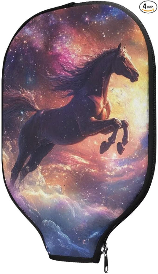 Horse Pickle Ball Paddle Cover 4 Pieces Pickleball Paddle Cover with Zippered Pickleball Covers for Paddles Racket Sleeve for Most Standard Pickball Paddles Gifts for Sports Lovers