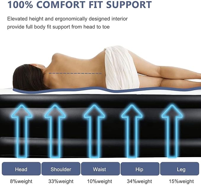 Onirii Queen Air Mattress Bed with Built in Pump | 16 Inches High Queen Airbed Inflatable Mattress,Comfort Thickened Blow Up Air Mattress,Travel Sleeping Pad for Guests Home