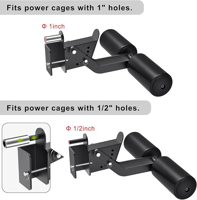 Nordic Hamstring Curl Attachment, Dip Bar, Belt Squat & Safety Spotter Arms for 2"x2" & 3"x3" Power Racks, Home Gym Strength Training Accessories