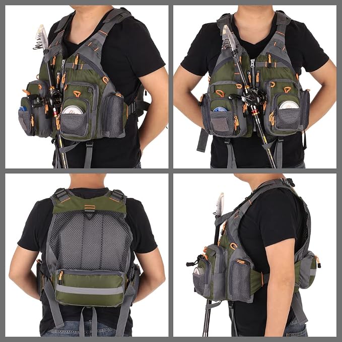 Lixada Fly Fishing Vest Fishing Jacket Breathable Polyester Mesh Design Fishing Vest
