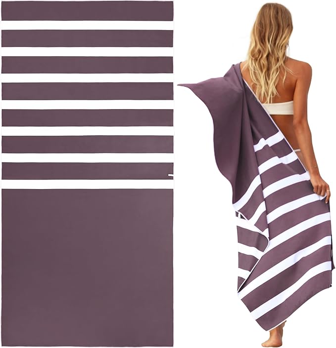 SummerSand Microfiber Beach Towel - Quick Dry, Sand Free - Compact and Lightweight for Travel - Recycled Materials - Travel Bag Included - Large Microfiber Towel (63x31.5in – Grape Purple)