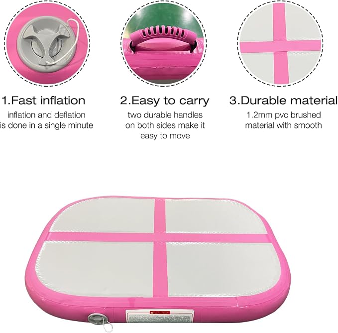 Gymnastics Air Roller Air Barrel Inflatable Tumbling Mat, Tumble Track Backhandspring Mat Gymnastic Equipment with Pump for Yoga Training Cheerleading Home Use
