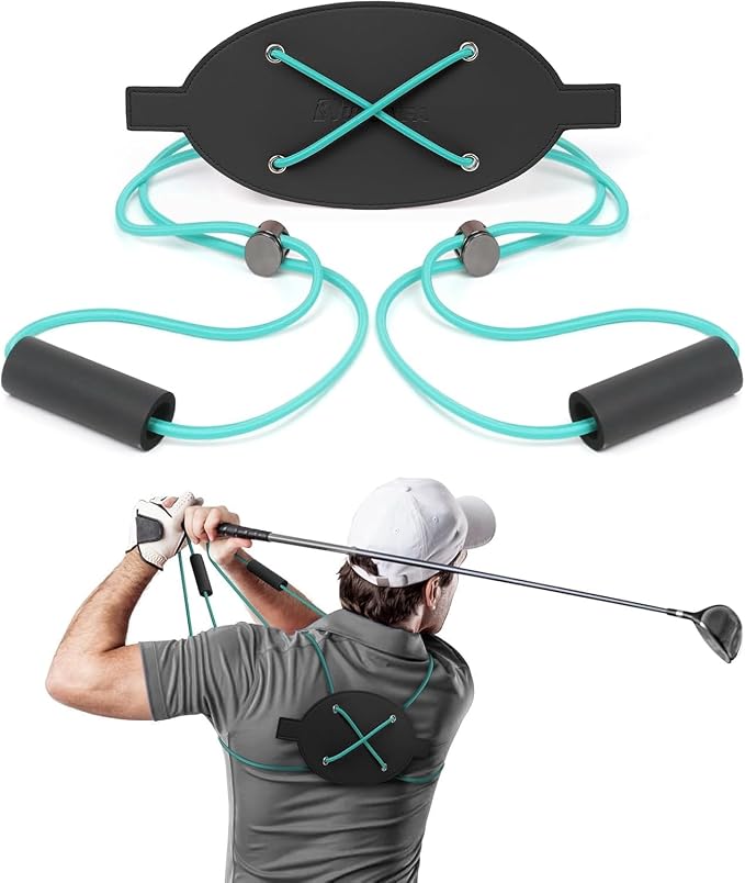 Golf Swing Training Aid Bundle – Swing Tempo Distance Enhancer Axe + Adjustable Swing Rotation Trainer Strap for Thoracic Rotation, Body Turn & Muscle Memory – Indoor & Outdoor Practice for Beginners