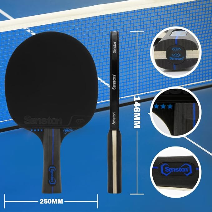 Senston Ping Pong Paddles with Carry Case, Pro Table Tennis Paddle Set of 2 with 3 Ping Pong Balls Indoor/Outdoor Play