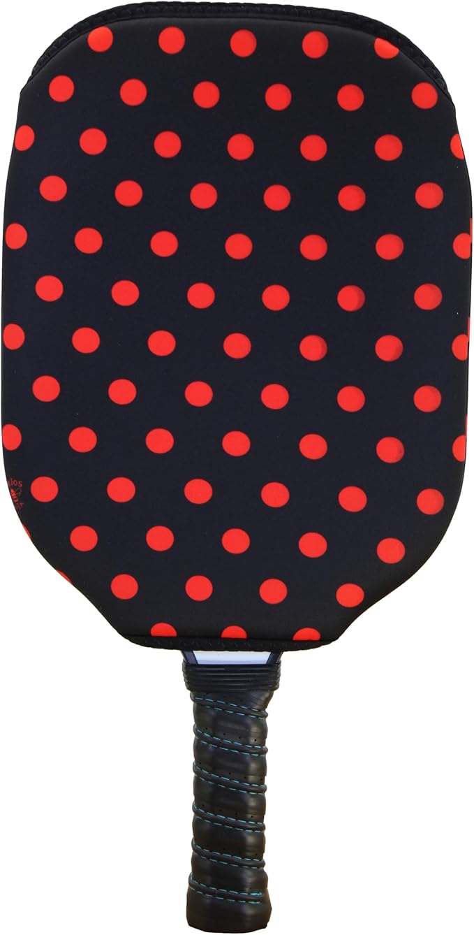 BeeJos Women's Polka Dot Collections: Premium Slip-On Pickleball Paddle Cover-Fits Standard Size Paddles-Zipperless (Paddle not Included) 6 Color Variations