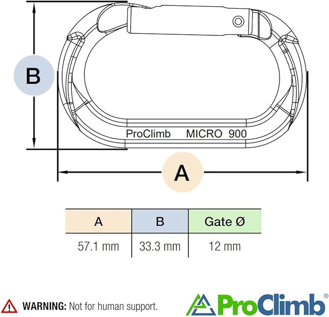 Carabiner Micro 900 Aluminum Straight Gate Keylock 4 kN