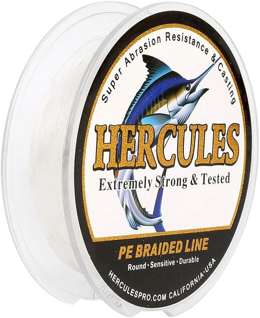 HERCULES Cost-Effective Super Strong 4 Strands Braided Fishing Line 6LB to 100LB Test for Salt-Water, 109/328 / 547/1094 Yards (100M / 300M / 500M / 1000M), Diam# 0.08MM - 0.55MM, Hi-Grade