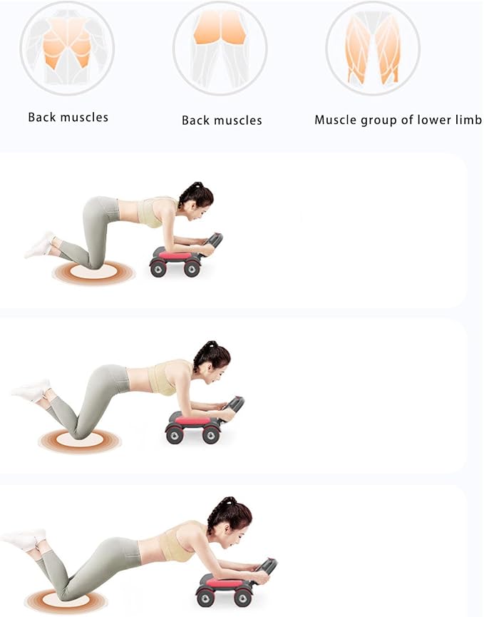 Wheel 4 Wheel Automatic Rebound Abs Workout Equipment with Elbow Support for Core Strength Training Home Gym Exercise 16x8.5x17 Inch