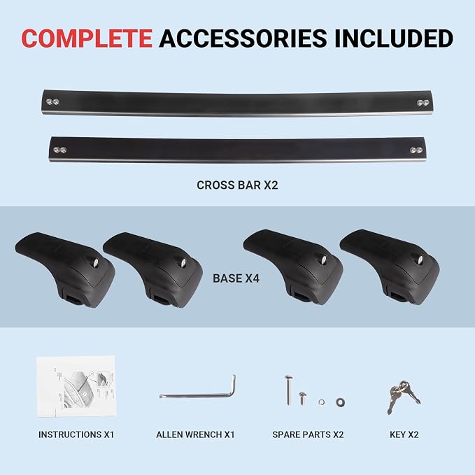Roof Rack Cross Bars Fit for 2018-2024 Chevy Equinox/GMC Terrain, 260lbs Heavy Duty Lockable Aluminum Roof Rails, Wide-Grip Crossbars for Cargo, Kayak, Luggage - No Drilling