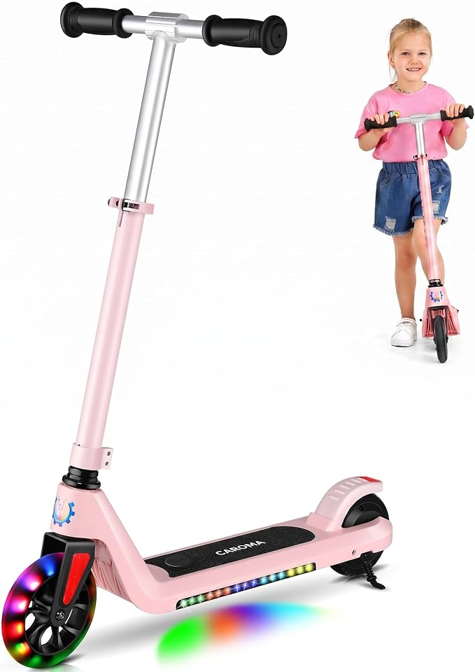Caroma Electric Scooter for Kids Ages 6-14, 120W Motor & 15 Mph, 85 Mins Ride Time, Adjustable Height & Speed, LED Display, Kids Electric Scooter, Best Gifts for Boys & Girls