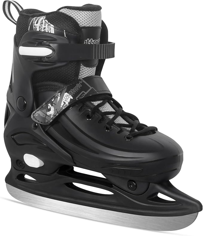 Nattork Ice Skates 4 Sizes Adjustable for Kids Boys Girls, Fun Beginner Ice Skating for Outdoor, Soft and Comfortable Hard Protection for Children Youths Teen