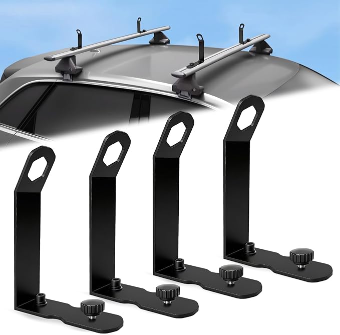 Load Stops for T-Slot Cross Bars 4-Pack, Stainless Steel Replacement with Secure Locking Clamps - Compatible with Roof Racks for Kayak, Canoe, Ladder, Ski, Surfboard, Paddleboard, Snowboard